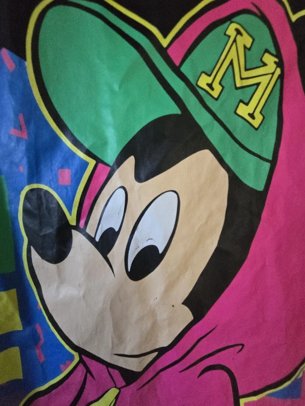 Vintage Disney 80s Mickey Half Zip Wind Breaker Hoodie Jacket Sz L